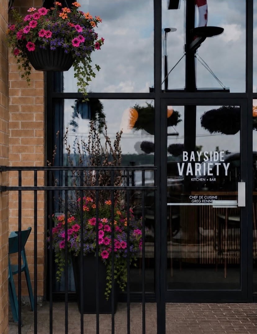 Front entrance of Bayside Variety Kitchen + Bar in Barrie